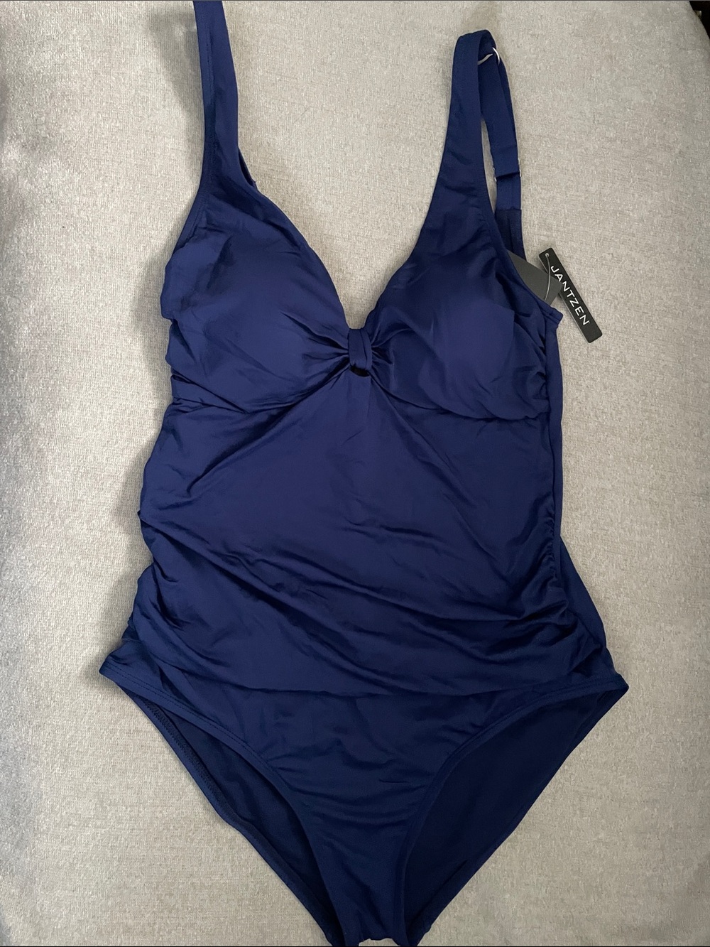 Jantzen Deep Blue Twist-Front One-Piece Swimsuit